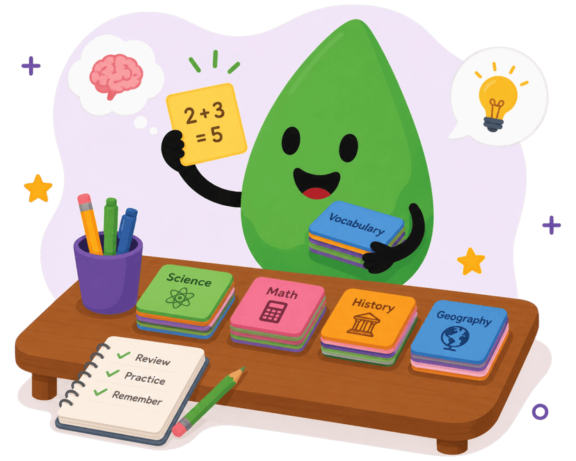 Green character showing a note